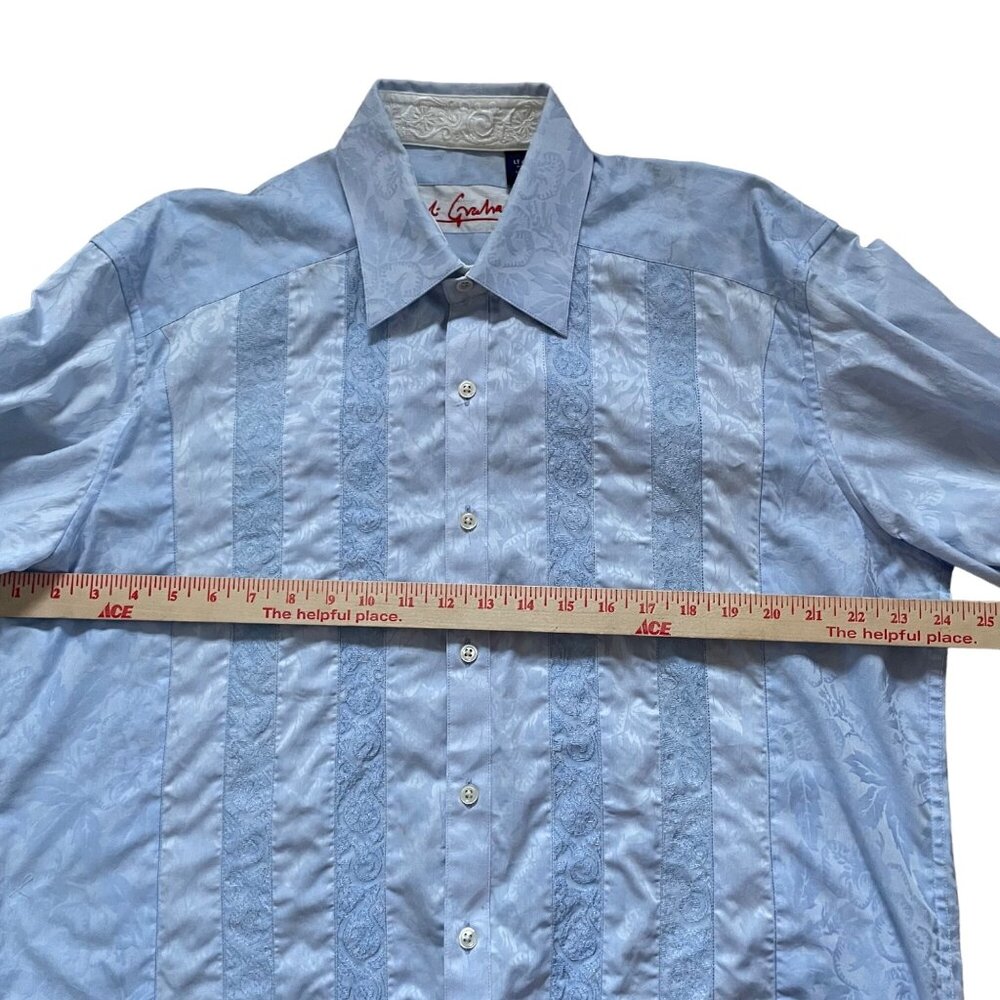 Robert Graham Embroidered Mens Long Sleeve Blue Dress Shirt LT/GT - Picture 8 of 9